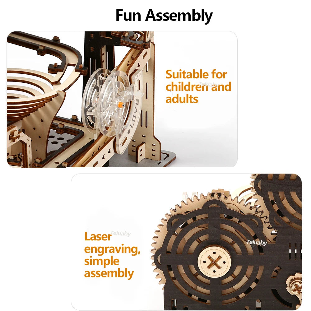 3D Wooden Marble Run Puzzle – Mechanical Model Kit