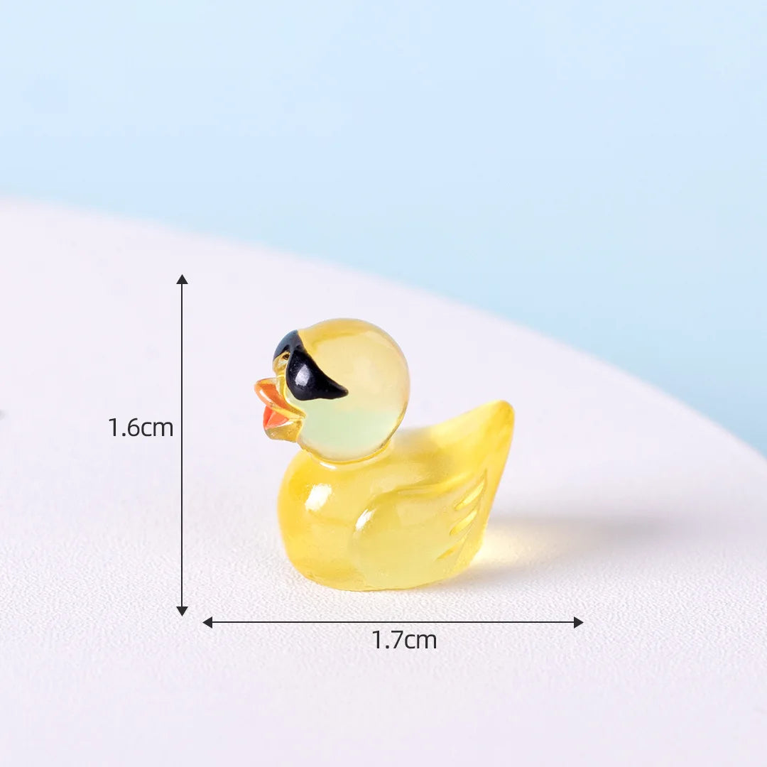 50pcs Luminous Mini Duck Figurines for Fairy Garden Decor