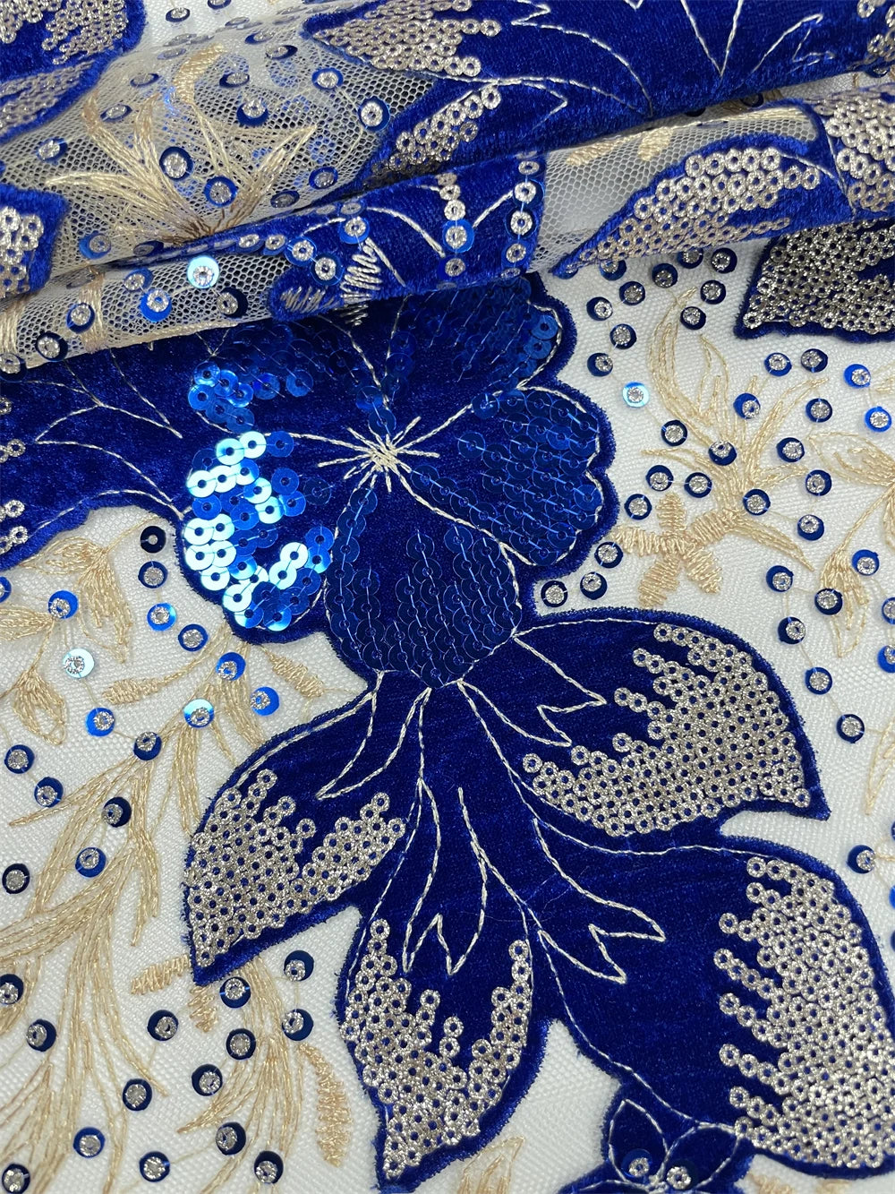 African Sequin Velvet Lace Fabric for Dressmaking RC129