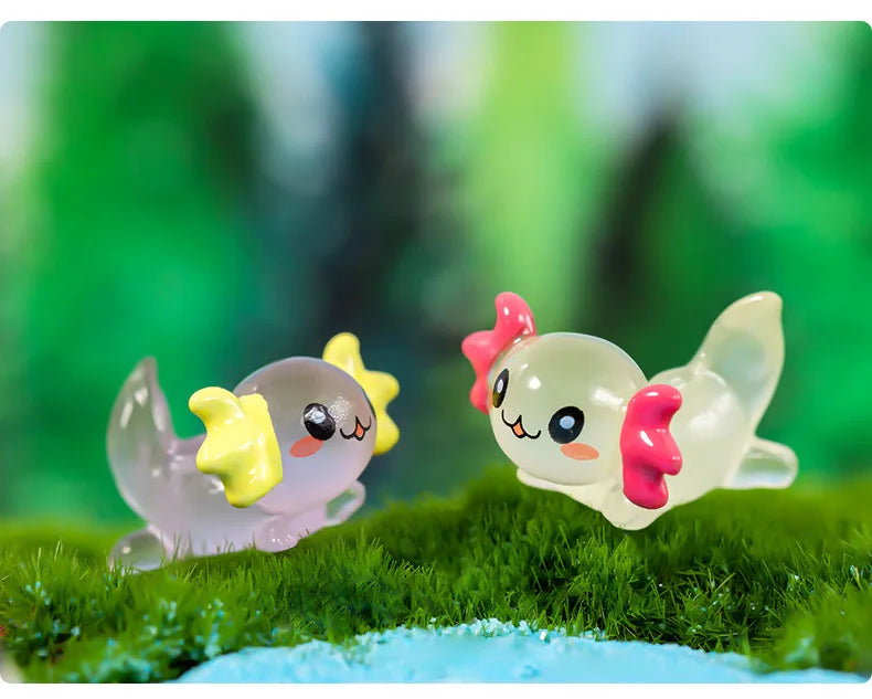 8-15PCS Glow-in-the-Dark Axolotl Miniatures for Microlandscape & Fish Tank Deco