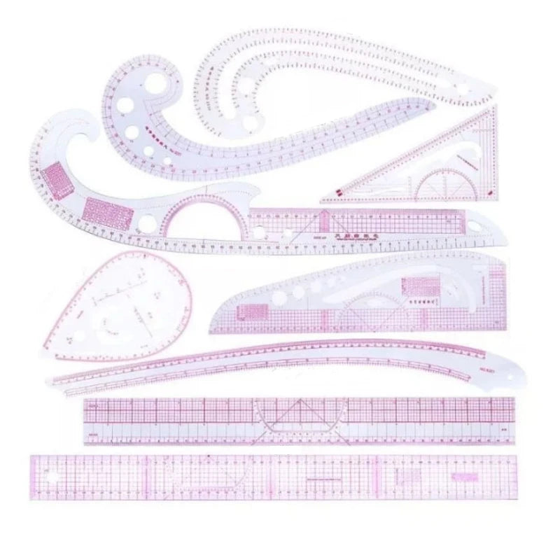 9pcs Metric Curve Sewing Ruler Set for Pattern Making