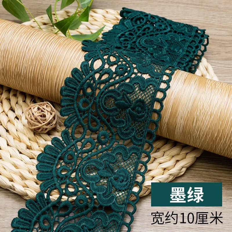 10cm Hollow Floral Embroidered Elastic Lace Trim