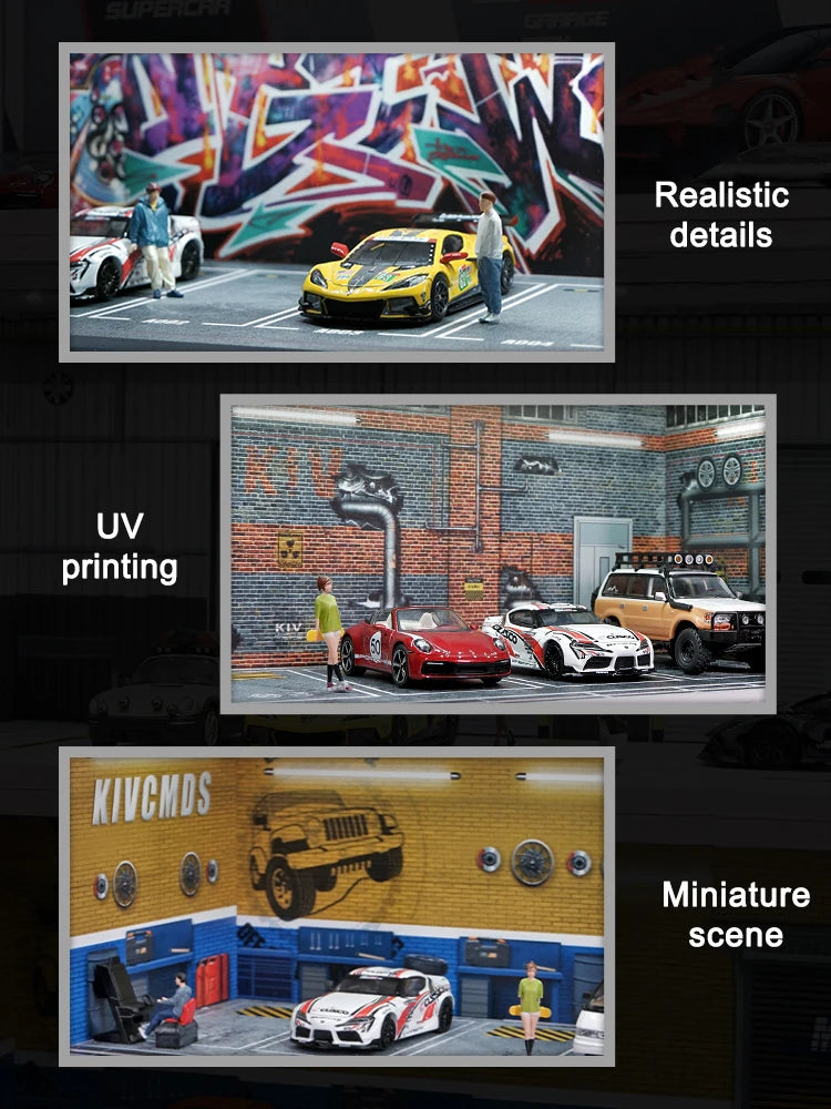 1/64 Scale Garage Model Scene with Lights – Diorama Decoration1/64 Scale Garage Model Scene with Lights – Diorama Decoration