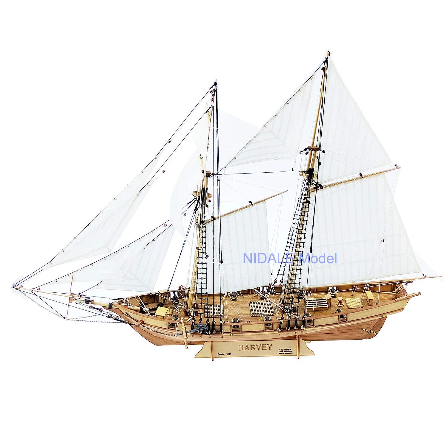 1:96 Scale Harvey 1847 Wooden Sailboat Model Kit