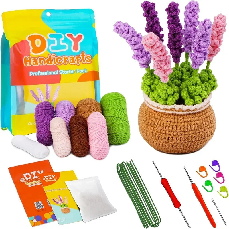 BUDDUR Beginner Crochet Kit of Flowers with Cotton Yarn and Instructions