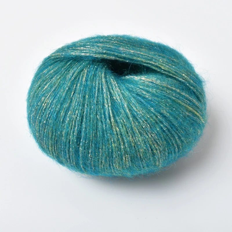 25g Golden Sequin Mohair Yarn – Soft Crochet & Knitting Wool