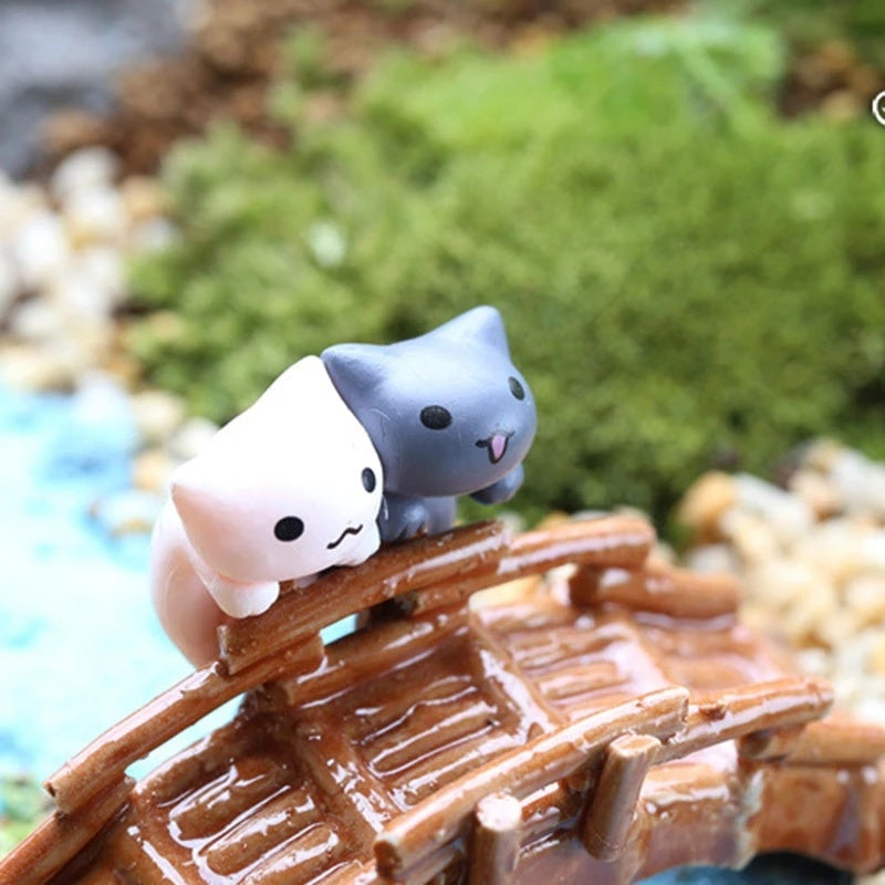 6Pcs Mini Lucky Cat Figurines for Garden and Bonsai Decor