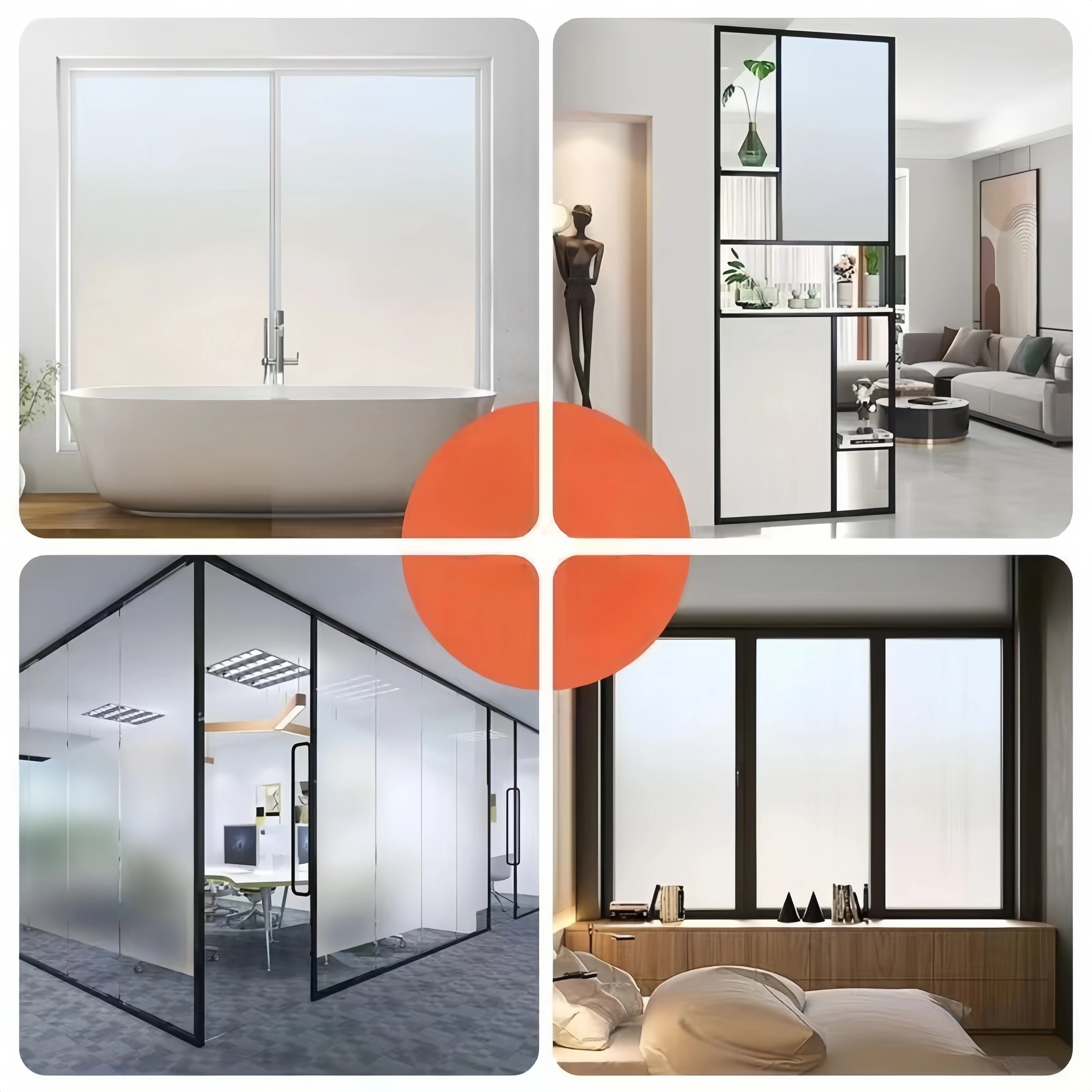 Privacy Frosted Glass Window Film with Electrostatic Adhesion