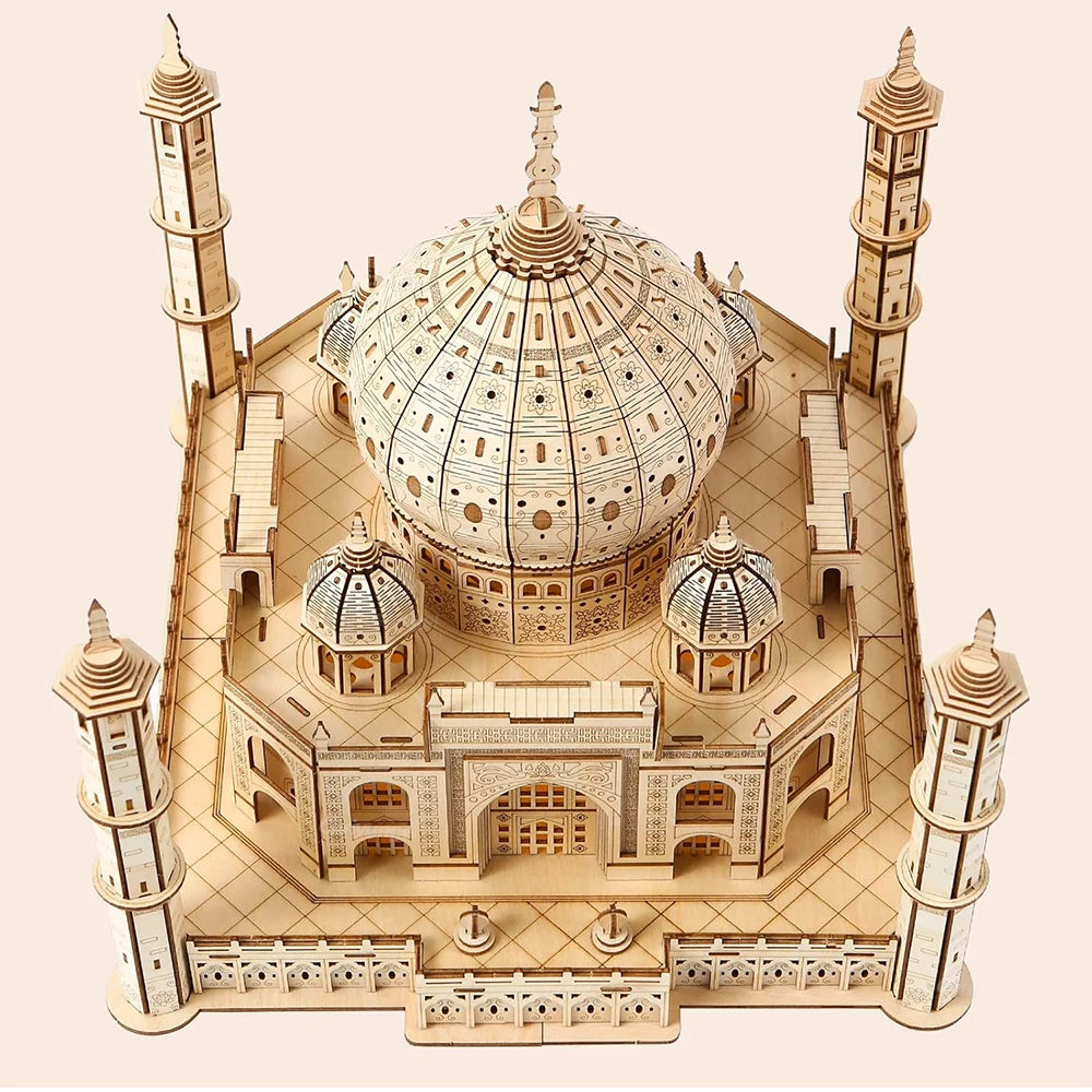 3D Wooden Puzzle Model – Castle & Taj Mahal Kit with Light