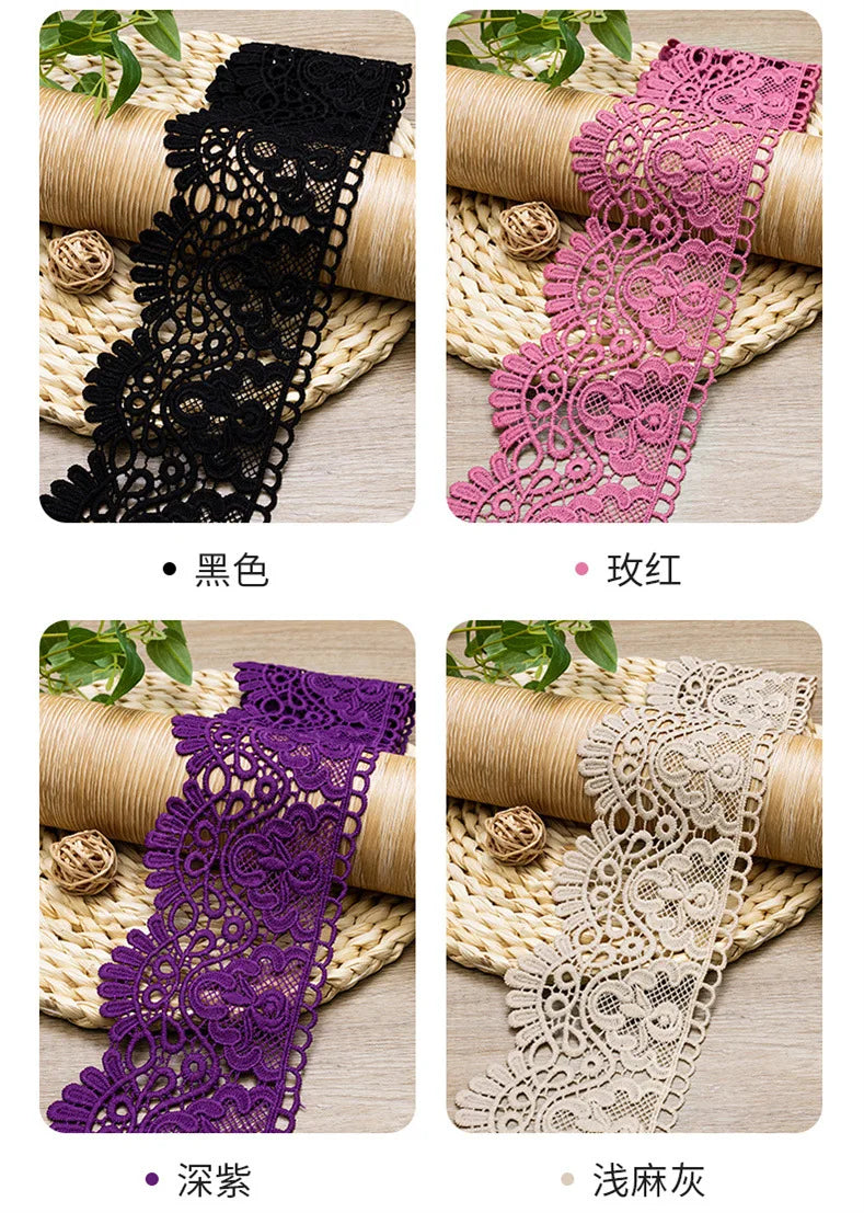 10cm Hollow Floral Embroidered Elastic Lace Trim