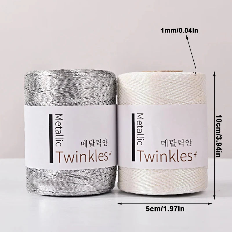 200g Metallic Glitter Yarn – Gold & Silver Thread for DIY Crochet & Knitting