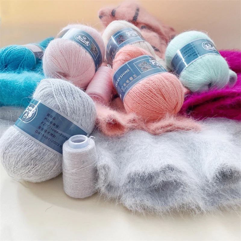 5 Pcs Cashmere Mink Fur Yarn for Hand Knitting  Long Plush Wool Crochet Knitting Yarn for Fall Winter Luxury Needlework Diy Knit