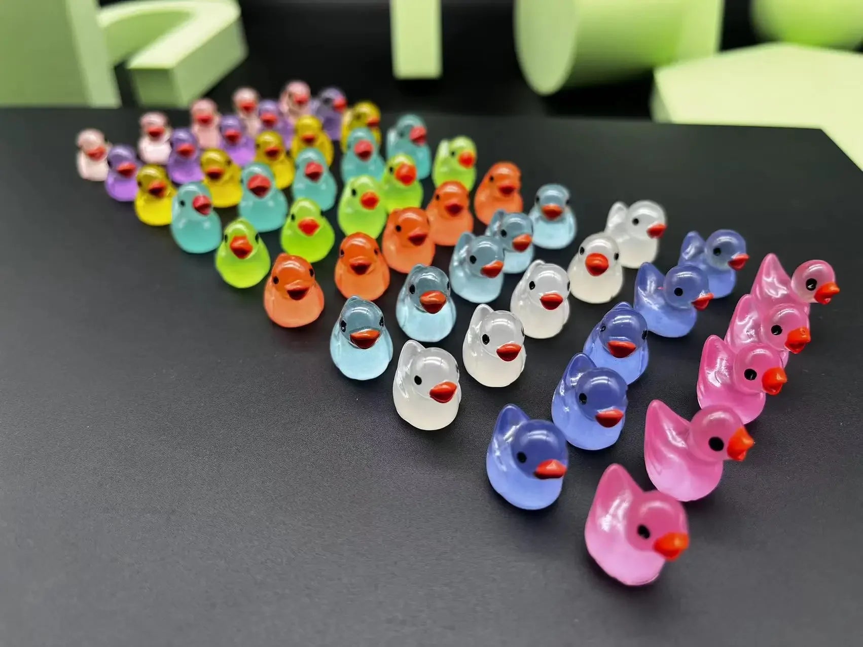 50pcs Luminous Mini Duck Figurines for Fairy Garden Decor