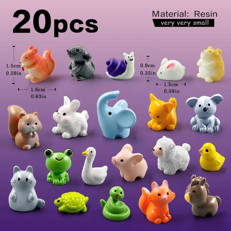 10Pcs Mini Animal Figurines Garden Decorations