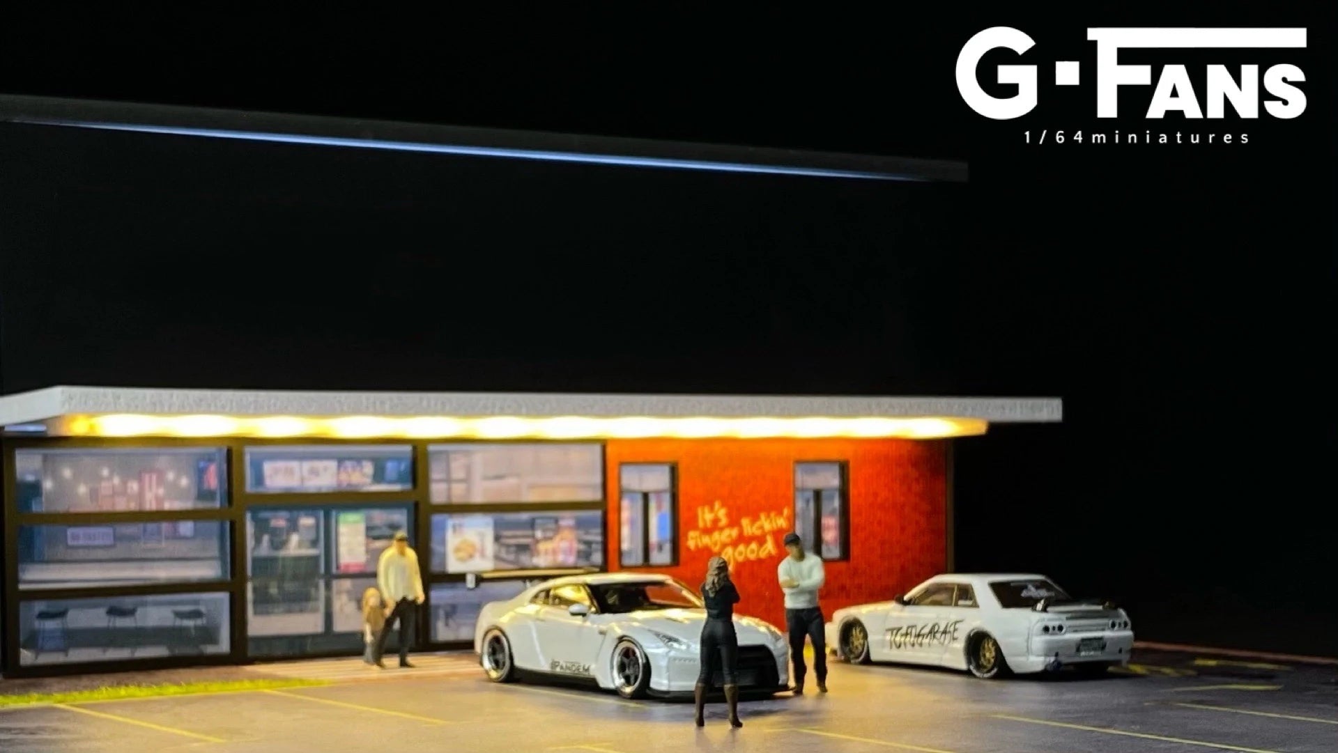 GFans 1:64 Scale Car Garage Diorama Model with LED Lights