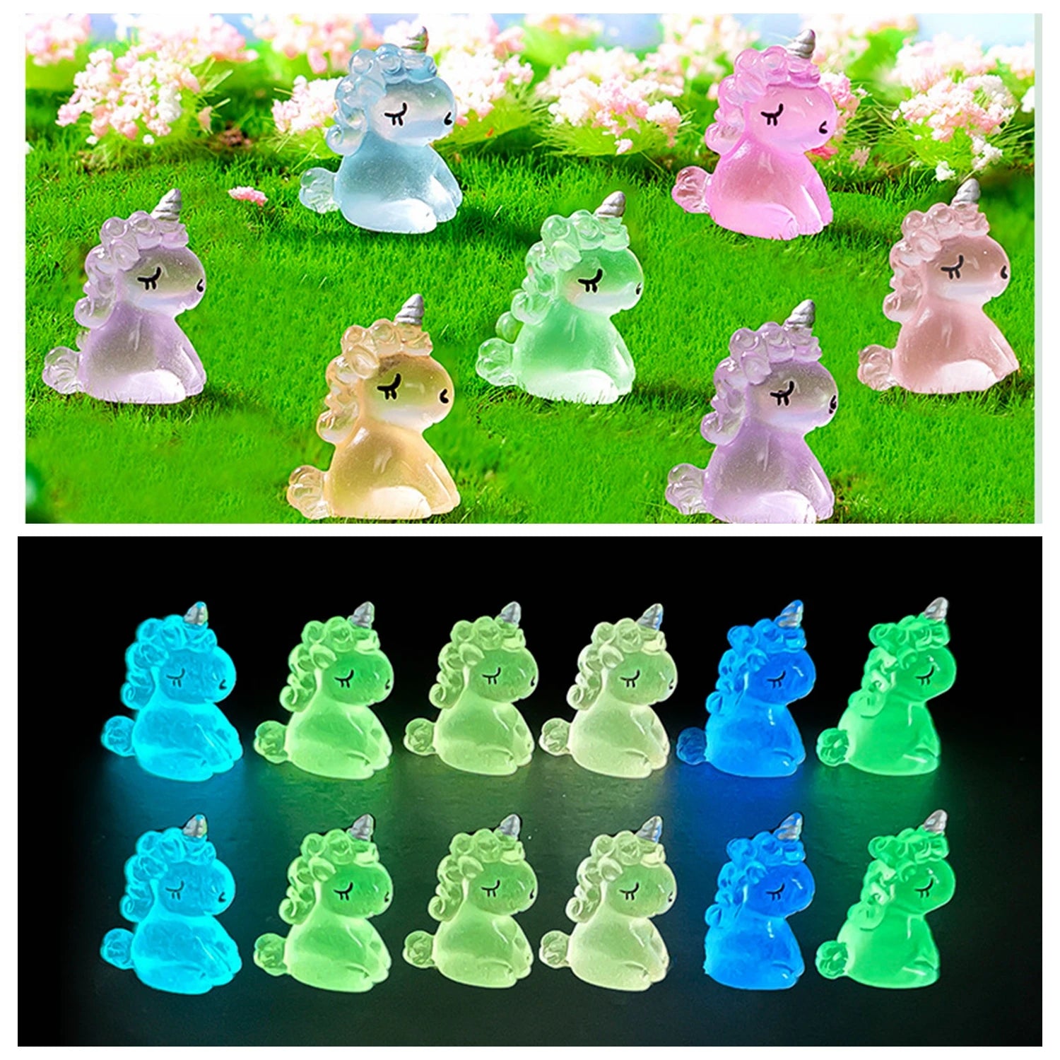 Mini Glow-in-the-Dark Animal and Mushroom Figurines for Fairy Garden