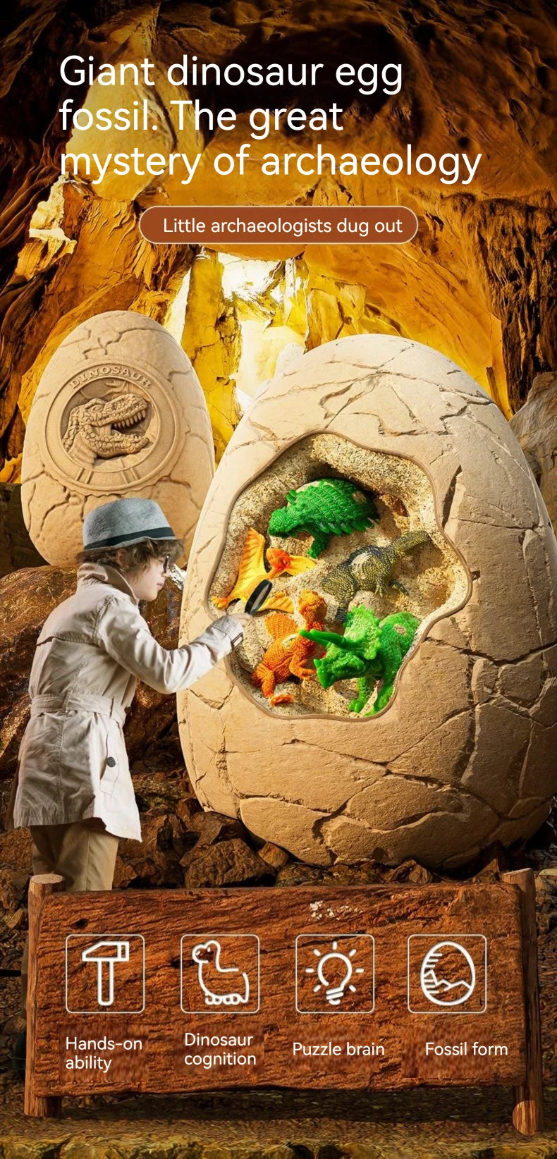 Dinosaur Egg Excavation Toy Fossil Dig Kit for Kids