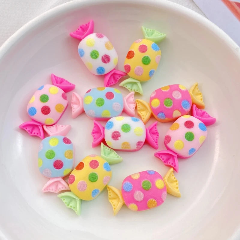 20pcs Cute Resin Candy Lollipop Flat Backs for DIY Crafts
