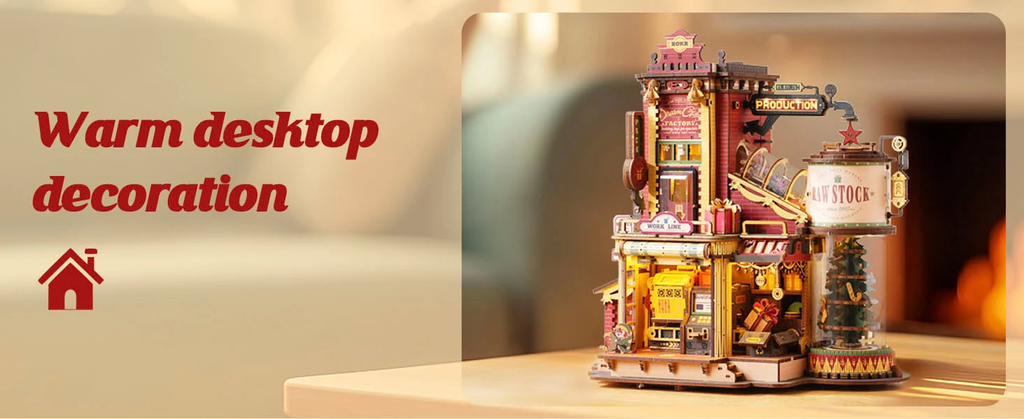 Robotime Rokr 3D Wooden Music Box – Christmas Dream Gift Factory Puzzle Kit
