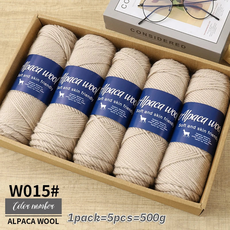 500g Coarse Alpaca Wool Yarn – Warm Handwoven Knitting Yarn