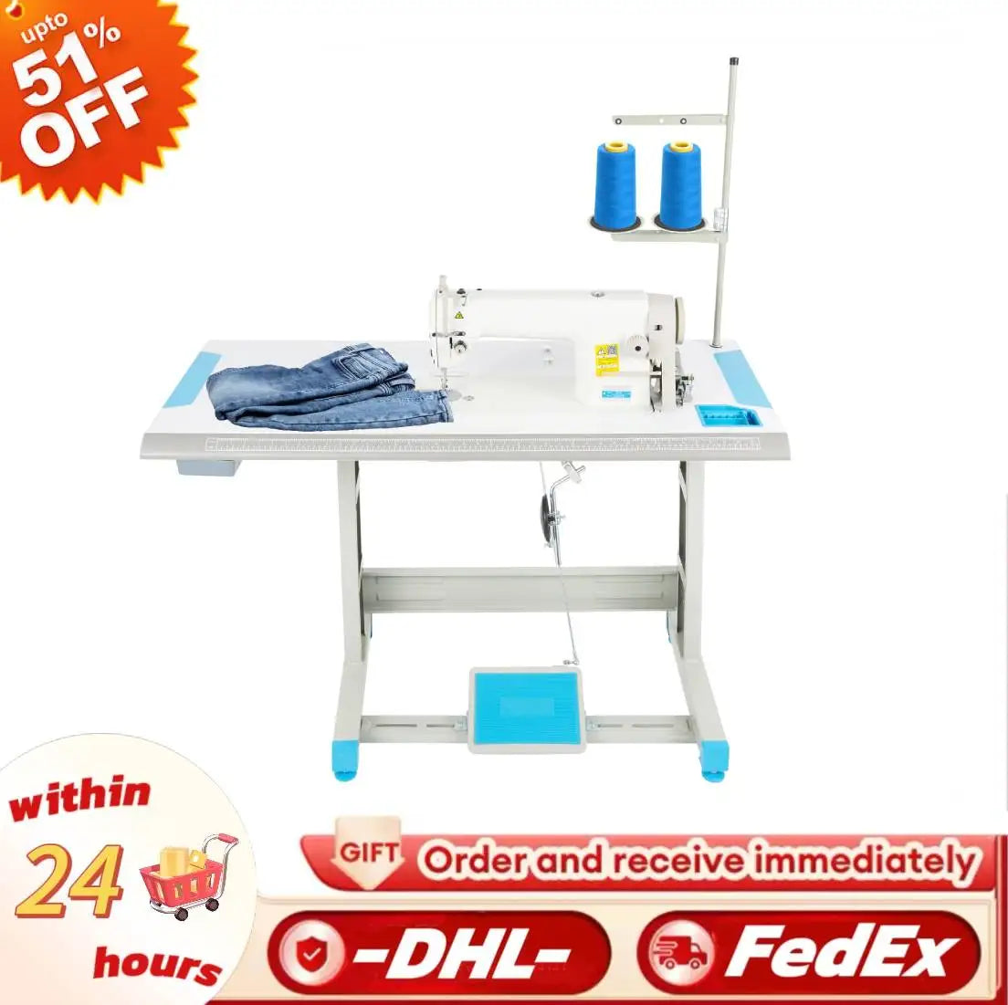 550W Commercial Sewing Machine with Table and Stand