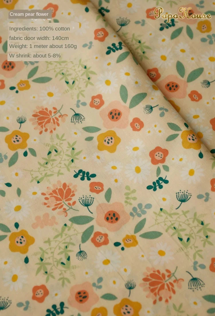 Blue White Porcelain Rose Cotton Poplin Fabric 140x50cm