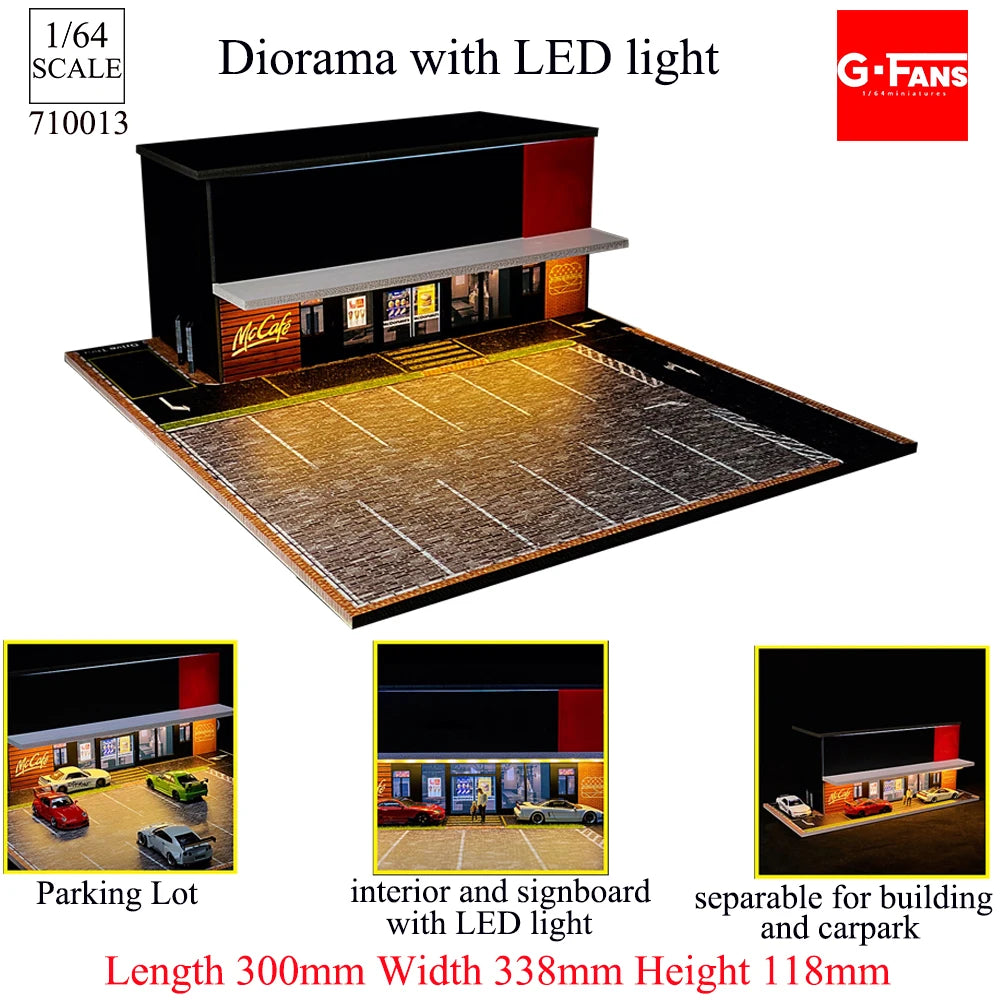 GFans 1:64 Scale Car Garage Diorama Model with LED Lights