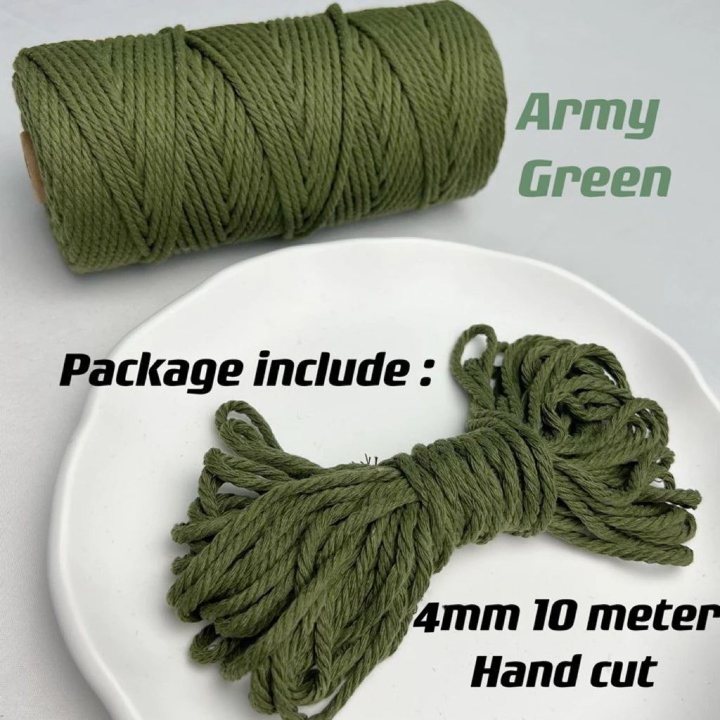 10m 4mm Braided Cotton Macrame Rope – Natural DIY Craft Cord