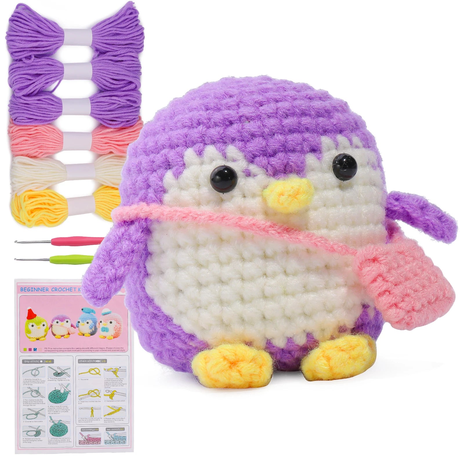 KRABALL Penguin Crochet Kit – Beginner Set with Video Tutorial