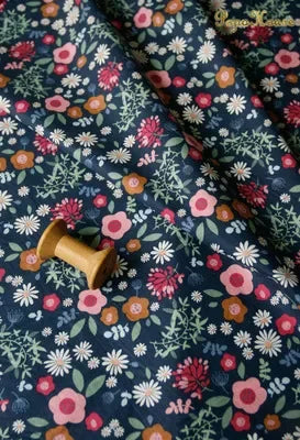 Blue White Porcelain Rose Cotton Poplin Fabric 140x50cm