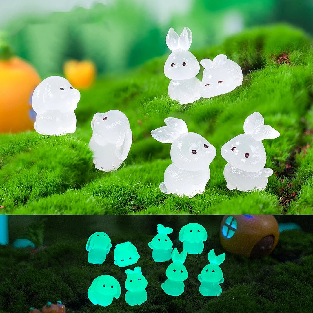 Mini Glow-in-the-Dark Animal and Mushroom Figurines for Fairy Garden