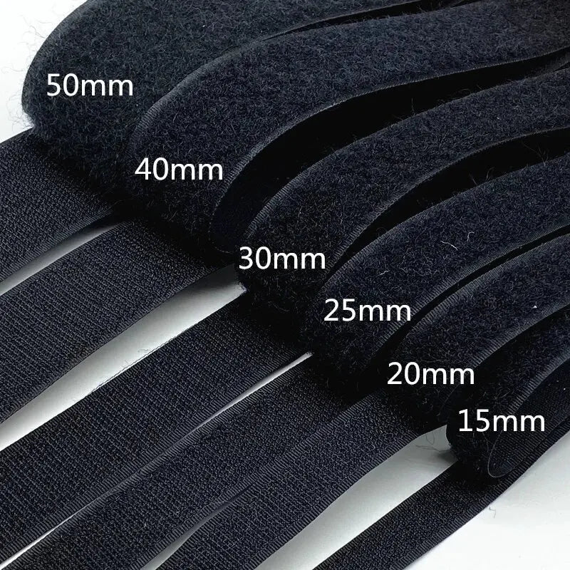 5M Sew-On Hook & Loop Fastener Tape – Black Nylon Strip