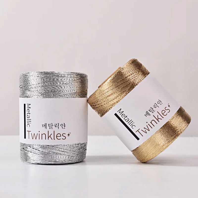 200g Metallic Glitter Yarn – Gold & Silver Thread for DIY Crochet & Knitting