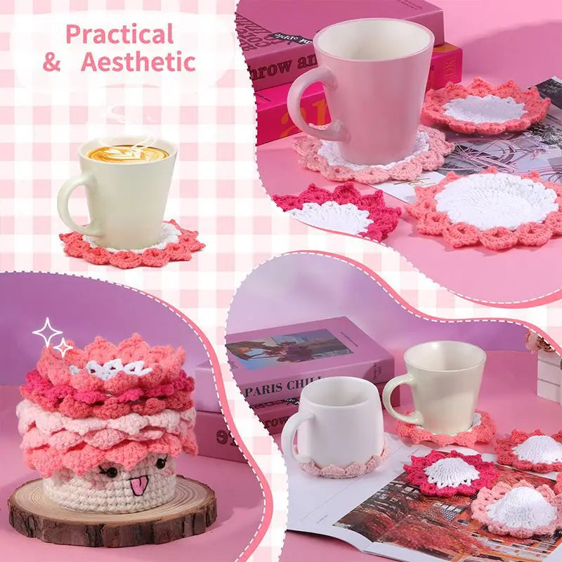 Hand-Knitted Crochet Kit for Coaster & Cap Mats