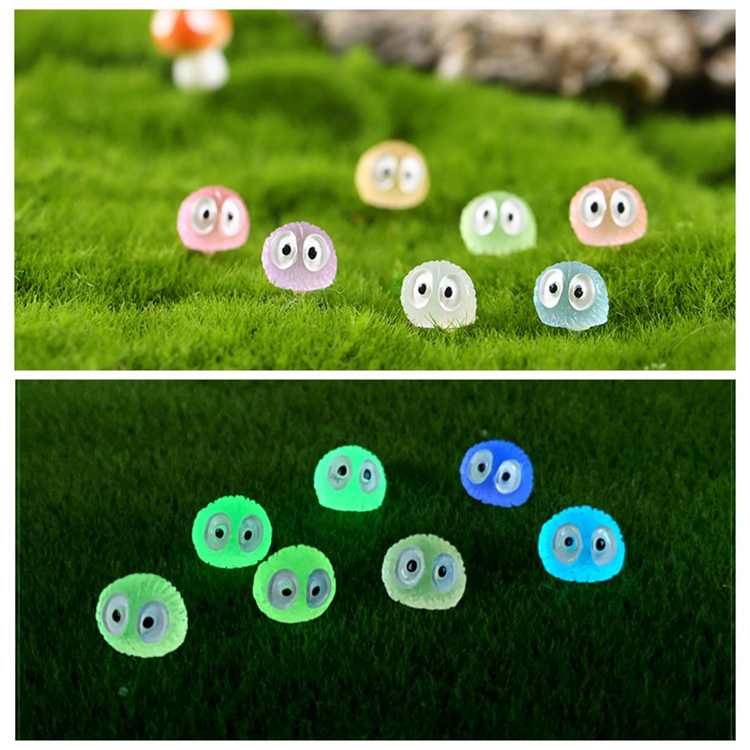 Mini Glow-in-the-Dark Animal and Mushroom Figurines for Fairy Garden