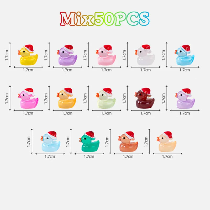 50pcs Luminous Mini Duck Figurines for Fairy Garden Decor