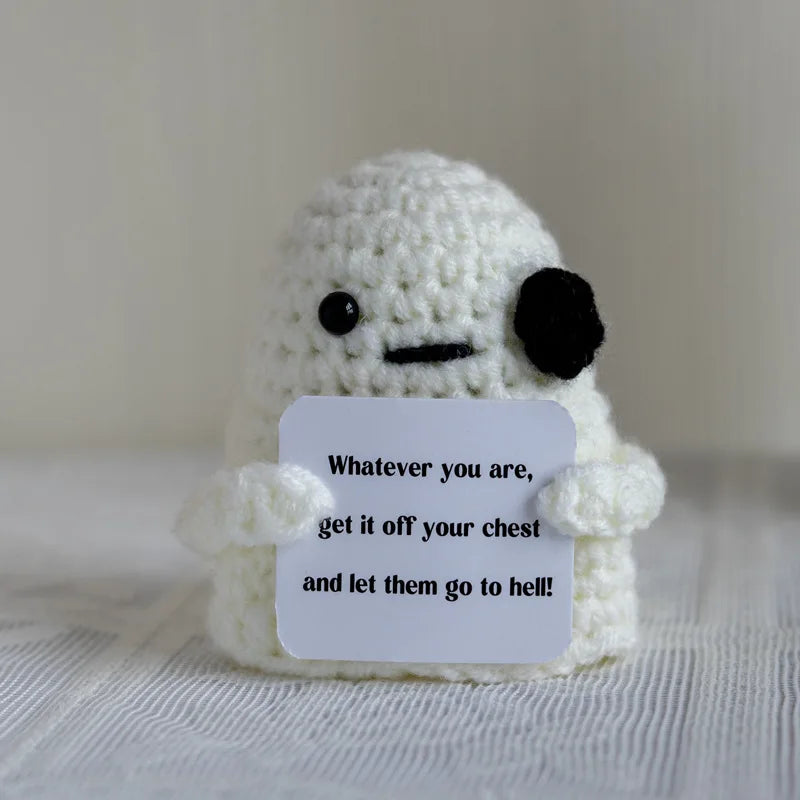 Crochet Positive Energy Shark – Handmade Ornament with Affirmation Card