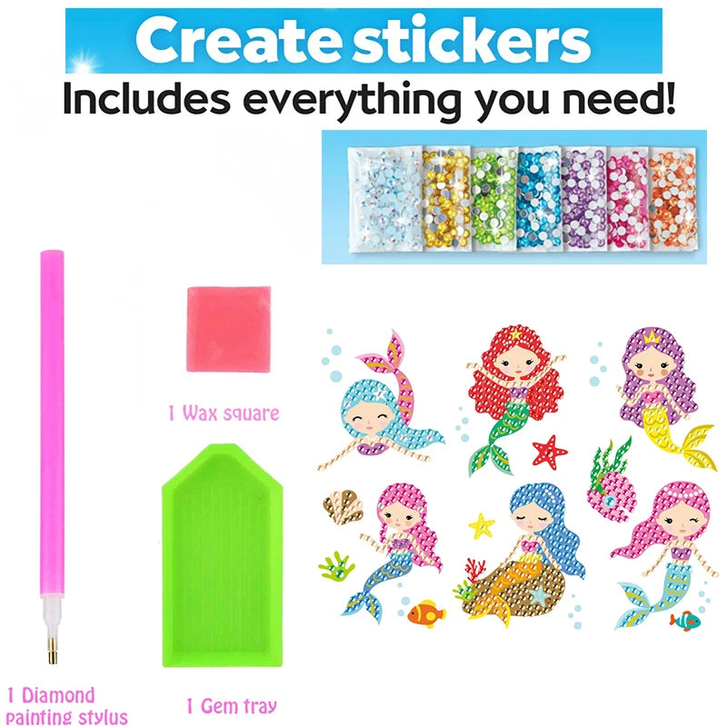 12-Piece Big Gem Diamond Painting Sticker Kit for Kids