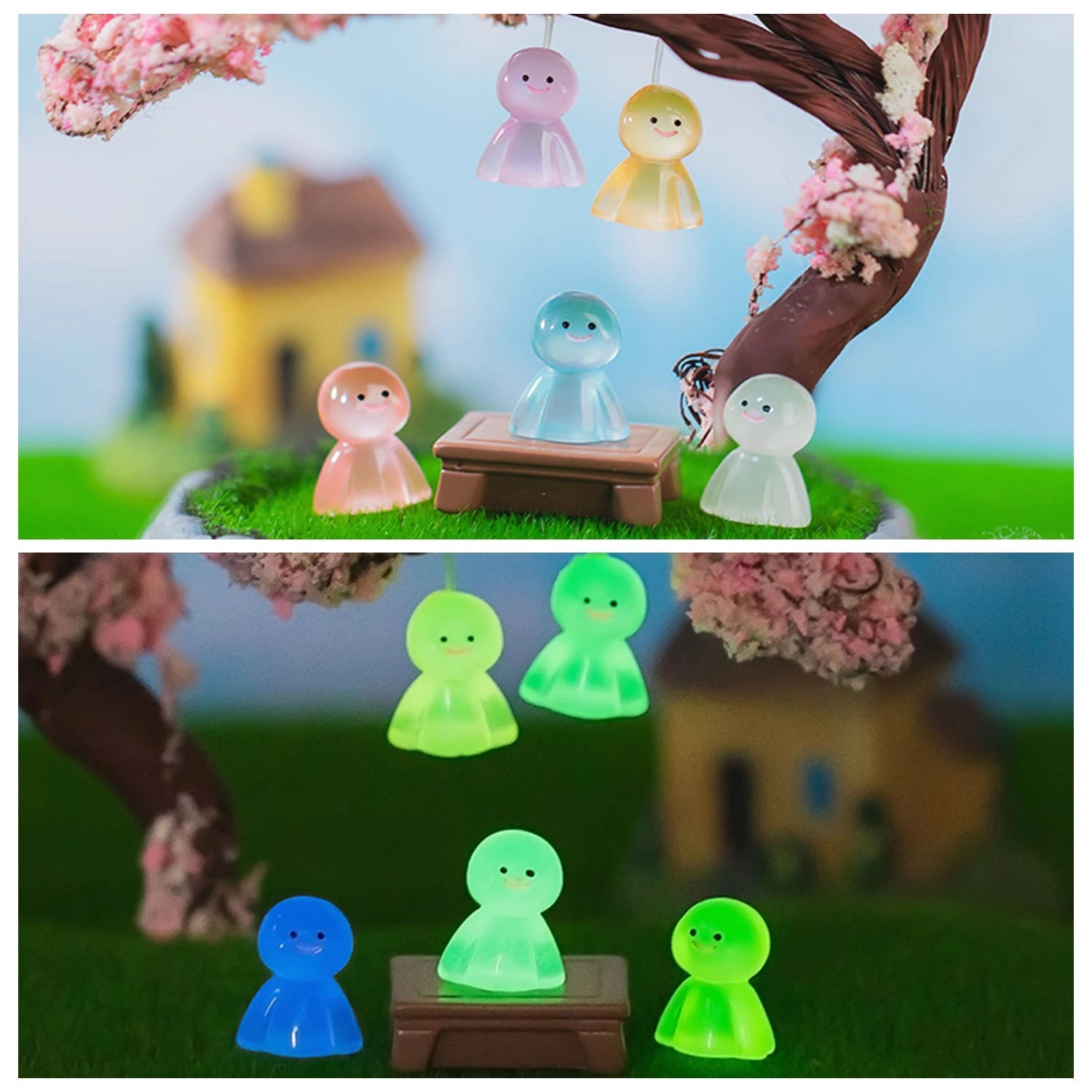 Mini Glow-in-the-Dark Animal and Mushroom Figurines for Fairy Garden