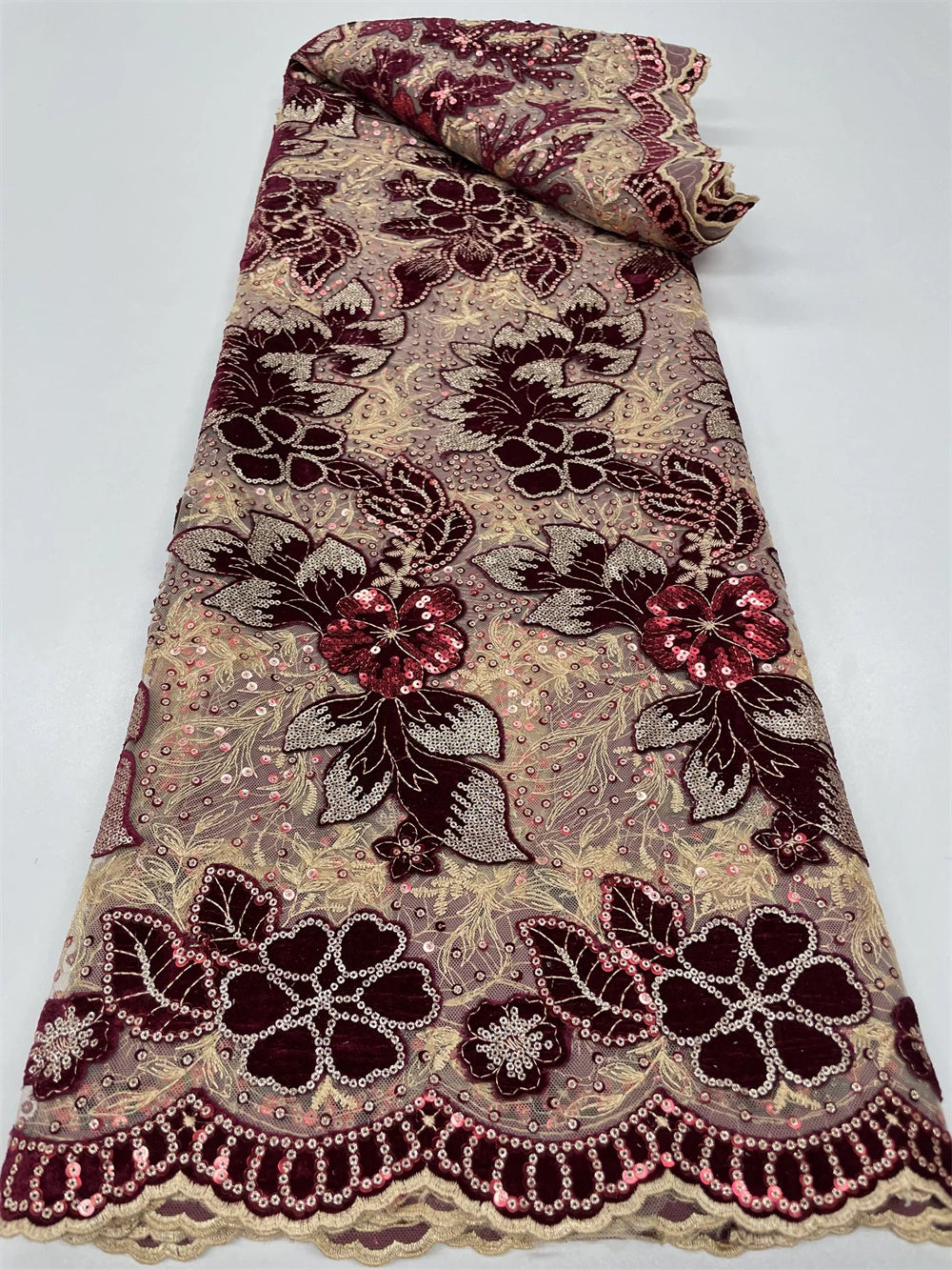 African Sequin Velvet Lace Fabric for Dressmaking RC129