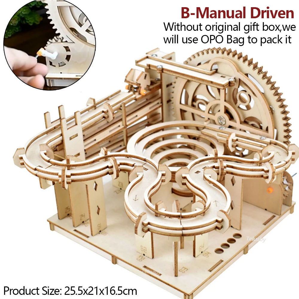 3D Wooden Marble Run Puzzle – Mechanical Model Kit