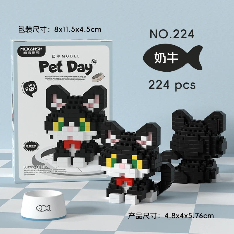 HUIQIBAO Mini Pet Micro Building Blocks – Dog & Cat Models