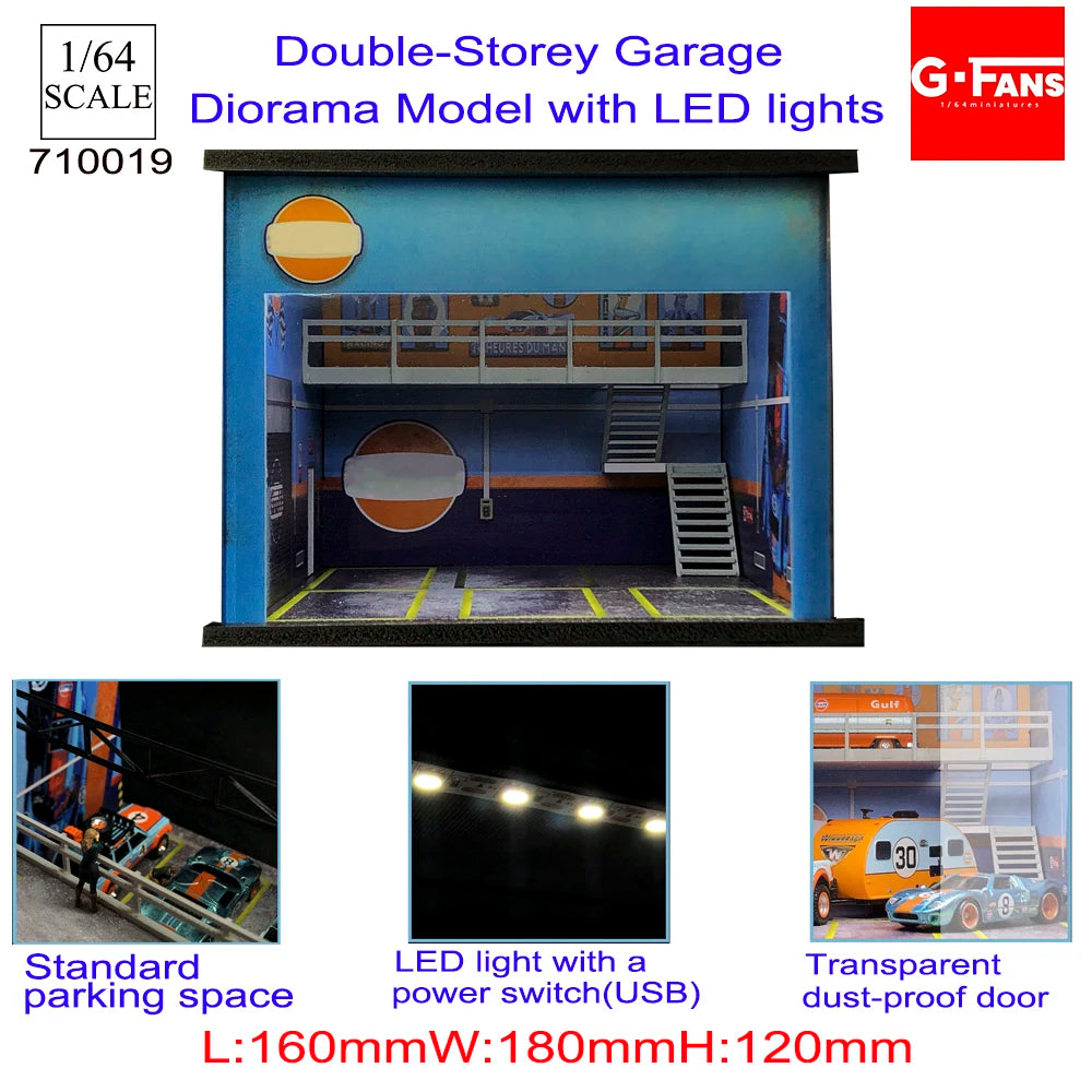GFans 1:64 Scale Car Garage Diorama Model with LED Lights