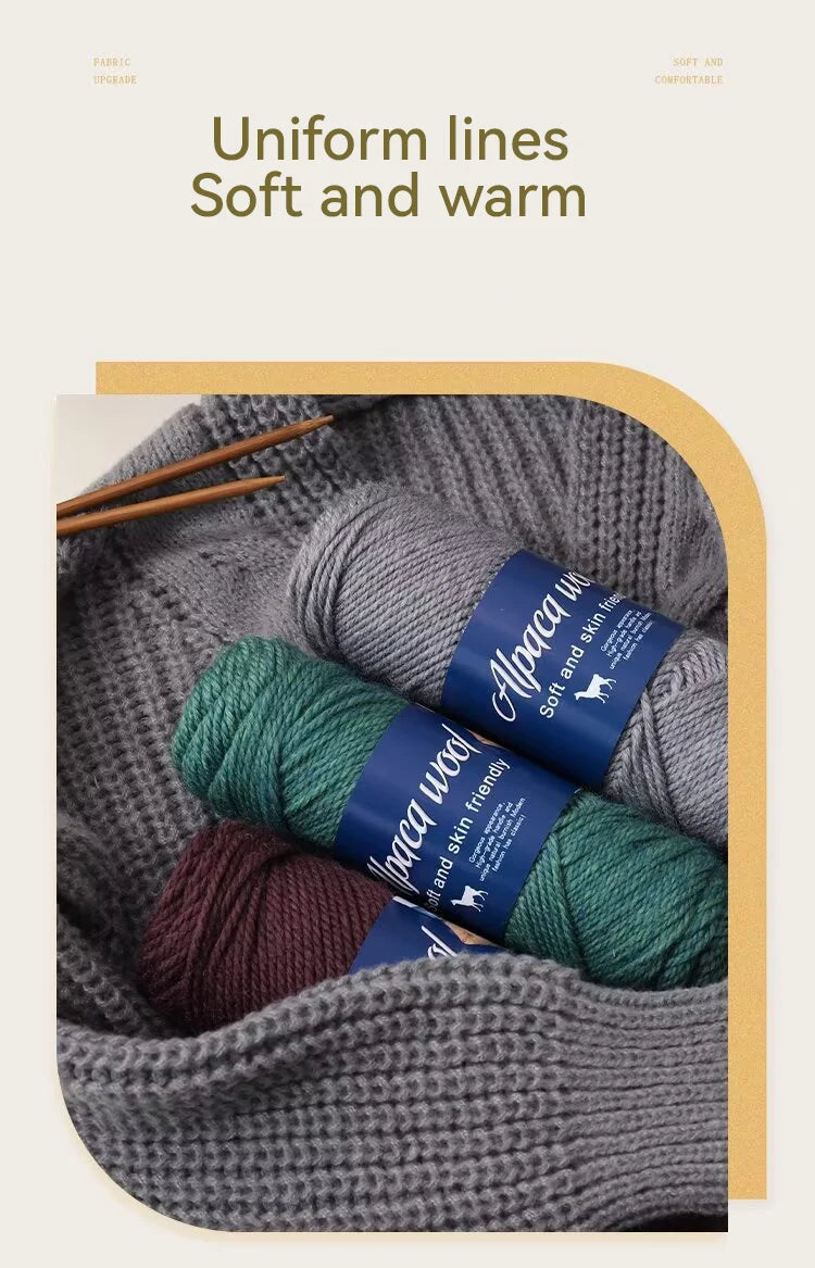 500g Coarse Alpaca Wool Yarn – Warm Handwoven Knitting Yarn
