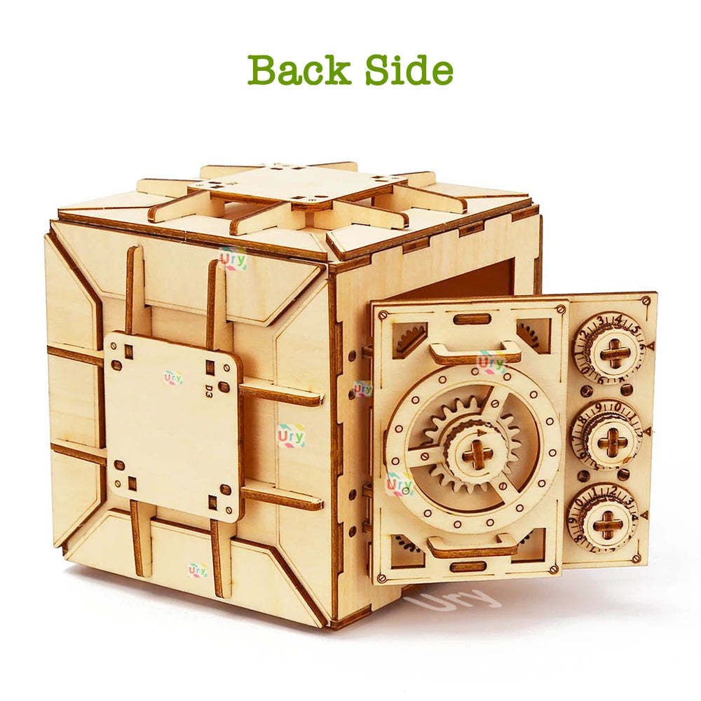 URY 3D Wooden Password Piggy Bank Puzzle