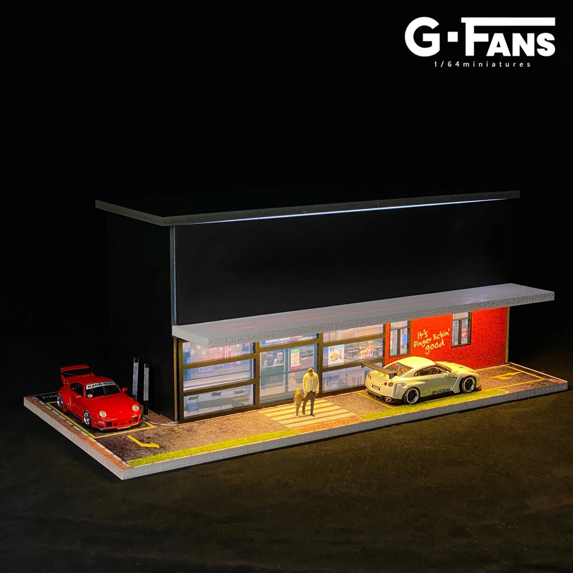 GFans 1:64 Scale Car Garage Diorama Model with LED Lights