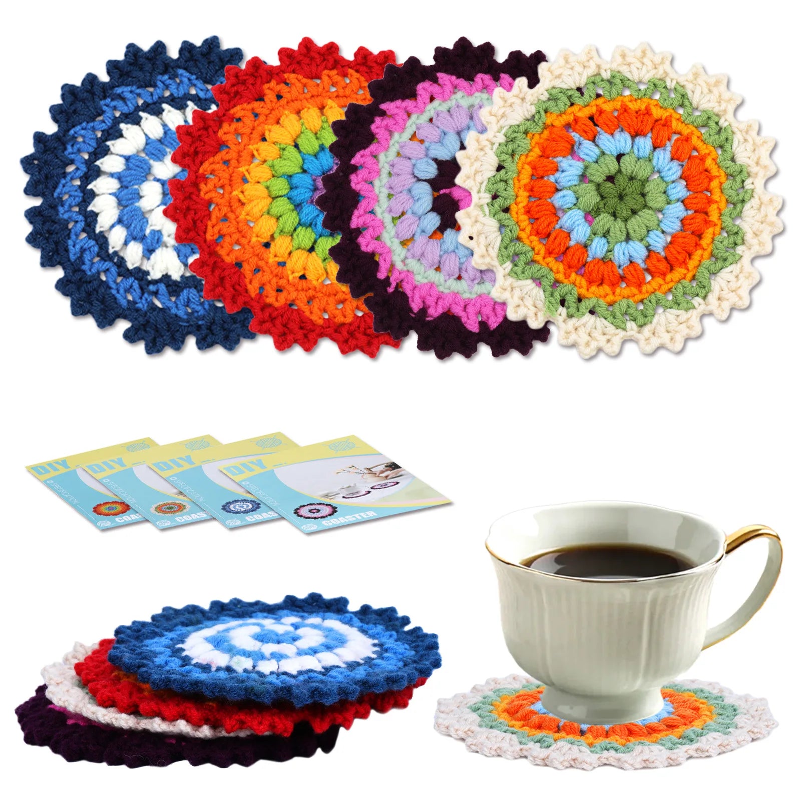 Hand-Knitted Crochet Kit for Coaster & Cap Mats