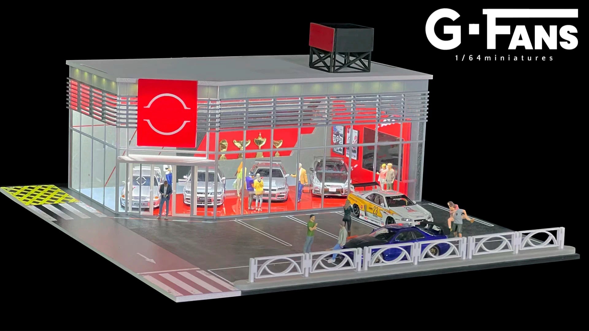 GFans 1:64 Scale Car Garage Diorama Model with LED Lights