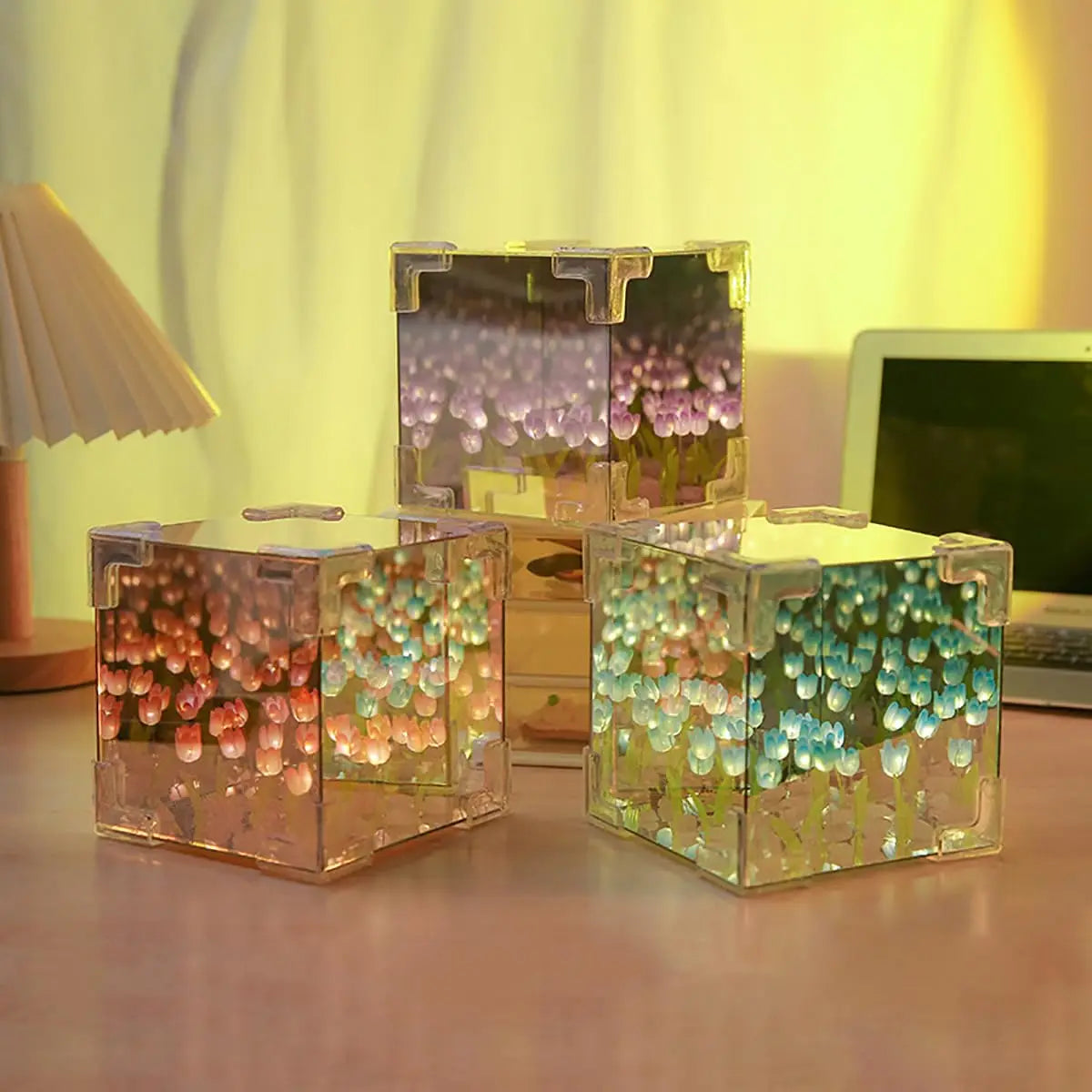 DIY Tulip LED Night Light & Mirror Cube Gift