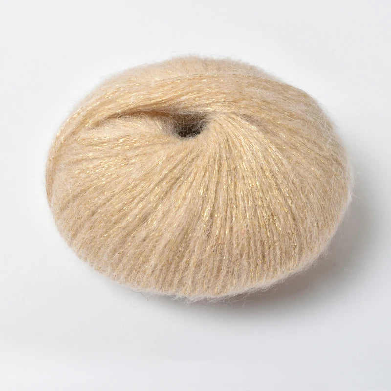 25g Golden Sequin Mohair Yarn – Soft Crochet & Knitting Wool